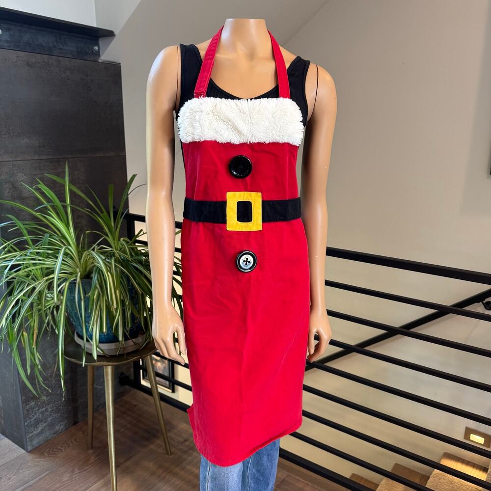 Vintage 2004 Old Navy Santa Claus Christmas Apron One Size Red Y2K Holiday